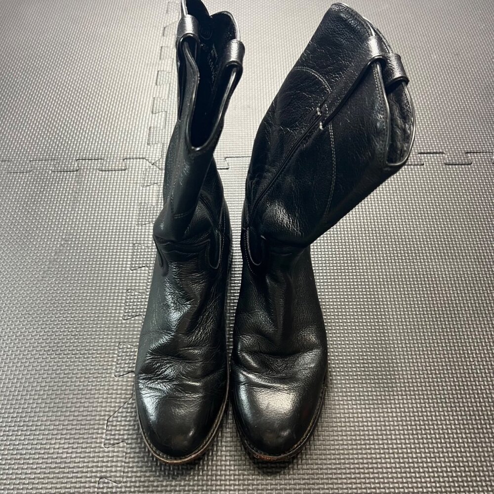 Dan Post Mens Black Leather Western Boots Size 7.5M Durable Classic Style